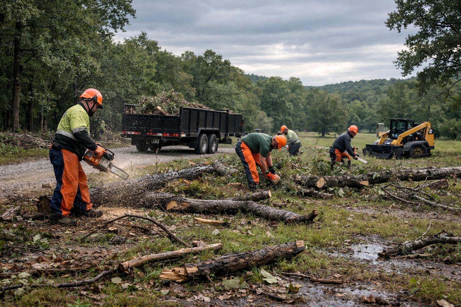Lot clearing crew preparing a residential property in the GTA for planned site work