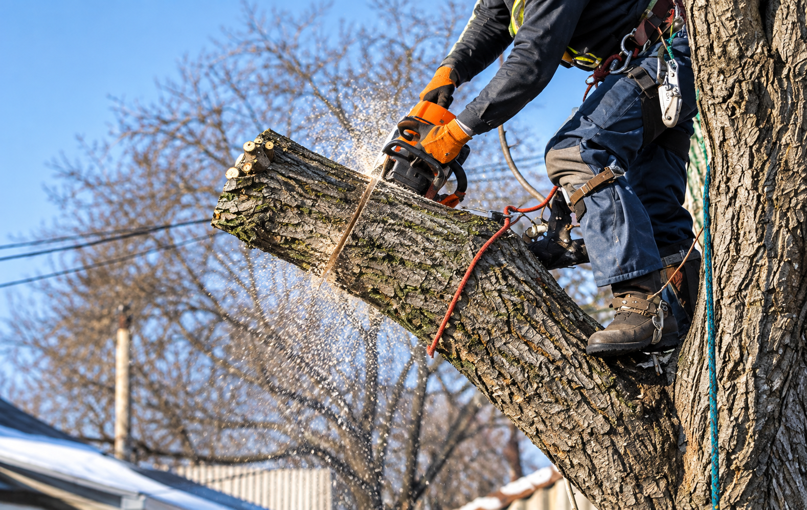 Controlled tree removal work at a Toronto residential property